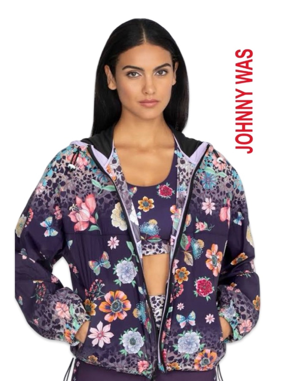 ✨ JOHNNY WAS Joy Vanda Windbreaker Jacket (XS) & Matching Sports Bra Set  (S)